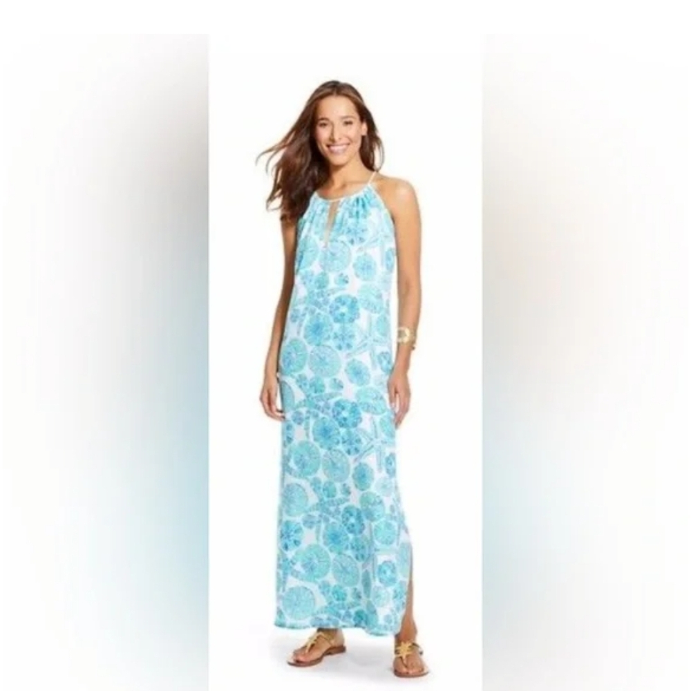 Lilly Pulitzer for Target Blue and White Halter Maxi Dress